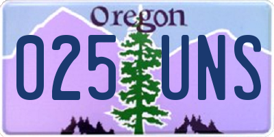 OR license plate 025UNS