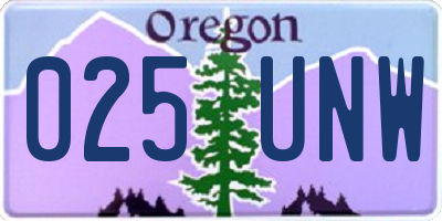 OR license plate 025UNW