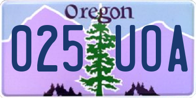 OR license plate 025UOA