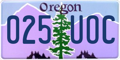 OR license plate 025UOC