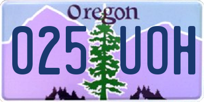 OR license plate 025UOH