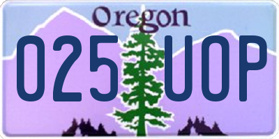 OR license plate 025UOP