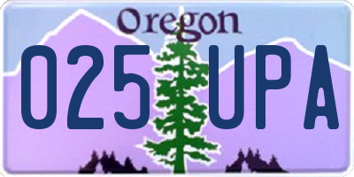 OR license plate 025UPA