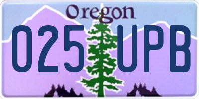 OR license plate 025UPB