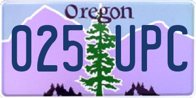 OR license plate 025UPC