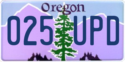 OR license plate 025UPD