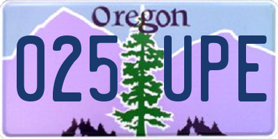 OR license plate 025UPE