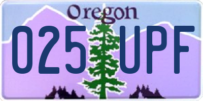 OR license plate 025UPF