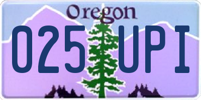 OR license plate 025UPI