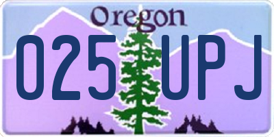 OR license plate 025UPJ
