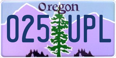 OR license plate 025UPL