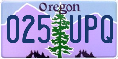 OR license plate 025UPQ