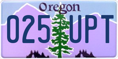 OR license plate 025UPT
