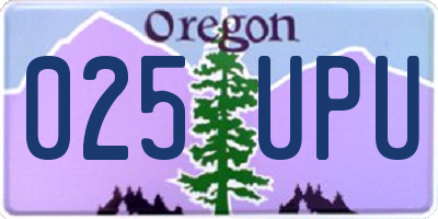 OR license plate 025UPU