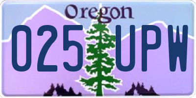 OR license plate 025UPW