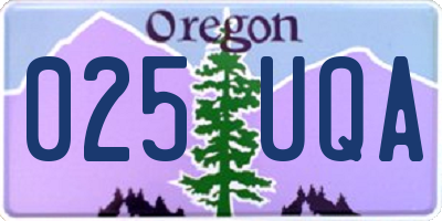 OR license plate 025UQA