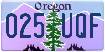 OR license plate 025UQF