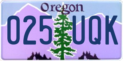 OR license plate 025UQK