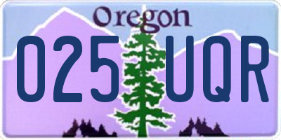 OR license plate 025UQR