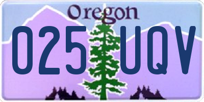 OR license plate 025UQV