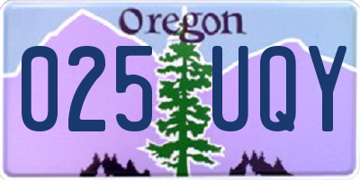 OR license plate 025UQY