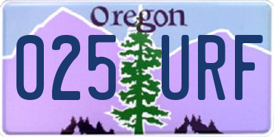 OR license plate 025URF