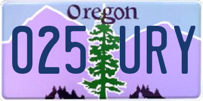 OR license plate 025URY