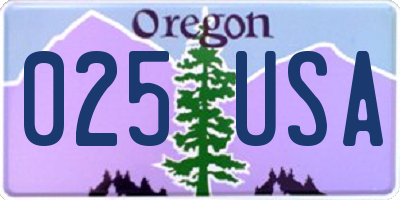 OR license plate 025USA