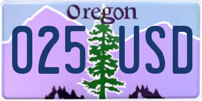 OR license plate 025USD