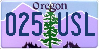 OR license plate 025USL