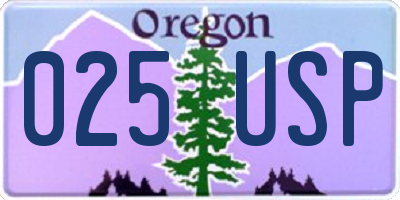 OR license plate 025USP