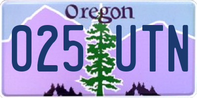 OR license plate 025UTN