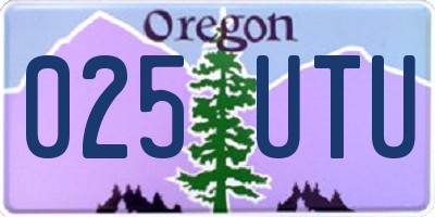 OR license plate 025UTU