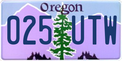 OR license plate 025UTW