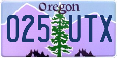 OR license plate 025UTX