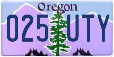 OR license plate 025UTY