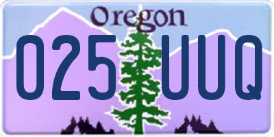 OR license plate 025UUQ