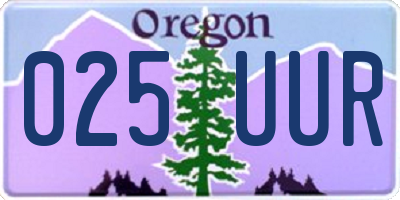 OR license plate 025UUR