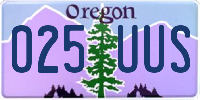 OR license plate 025UUS