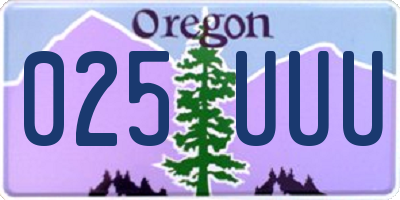 OR license plate 025UUU