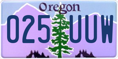 OR license plate 025UUW