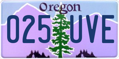 OR license plate 025UVE