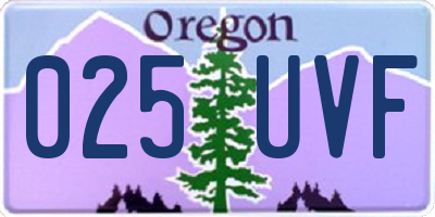 OR license plate 025UVF