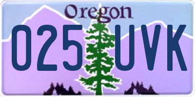 OR license plate 025UVK