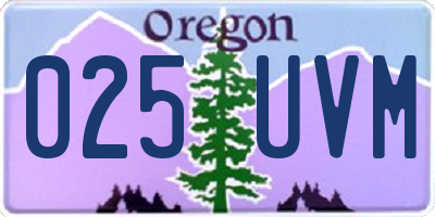 OR license plate 025UVM
