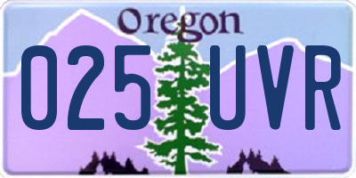 OR license plate 025UVR