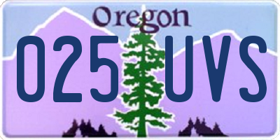 OR license plate 025UVS