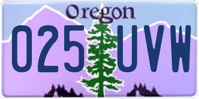 OR license plate 025UVW
