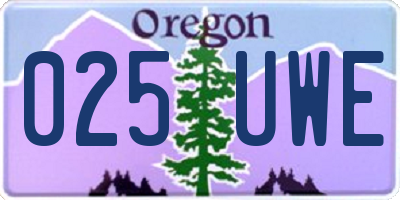 OR license plate 025UWE
