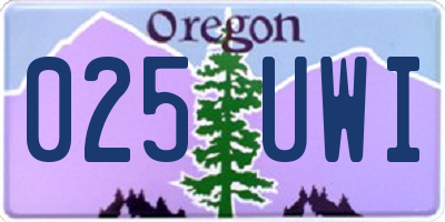 OR license plate 025UWI
